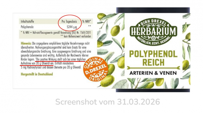 Etikett, Herbarium Polyphenolreich, drexel-herbarium.com, 31.03.2026 Etikett, Herbarium Polyphenolreich, drexel-herbarium.com, 31.03.2026