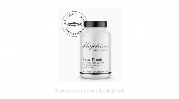 Hopkins Kein Fisch Kapseln, hopkinsformulations.de, 21.04.2026 Hopkins Kein Fisch Kapseln, hopkinsformulations.de, 21.04.2026
