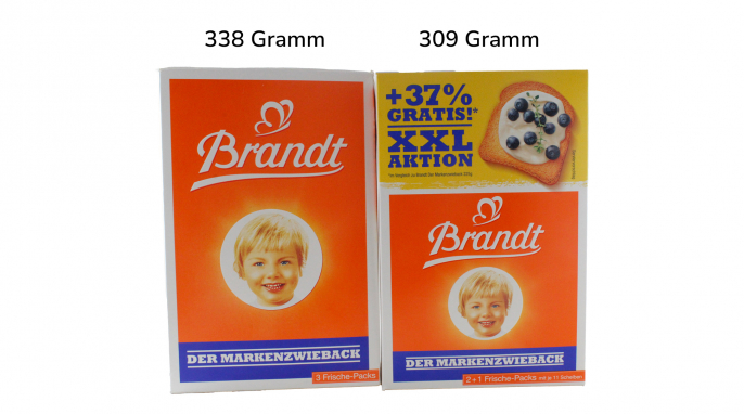 Brandt, Der Markenzwieback, 338 Gramm und 309 Gramm Brandt, Der Markenzwieback, 338 Gramm und 309 Gramm