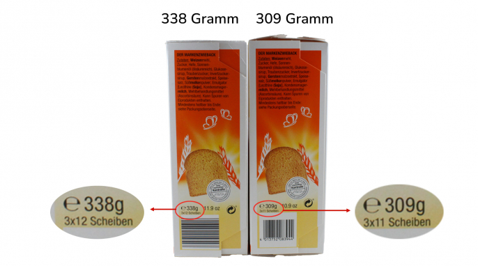Brandt, Der Markenzwieback, 338 Gramm und 309 Gramm Brandt, Der Markenzwieback, 338 Gramm und 309 Gramm