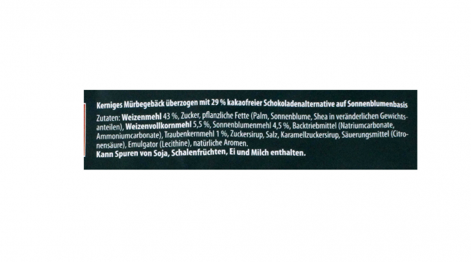 Bezeichnung und Zutaten, Coverna Biscotto Keks Taler Bezeichnung und Zutaten, Coverna Biscotto Keks Taler