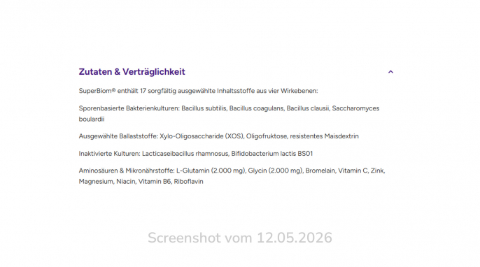 Zutaten, SuperBiom, shop.fairment.de, 12.05.2026 Zutaten, SuperBiom, shop.fairment.de, 12.05.2026
