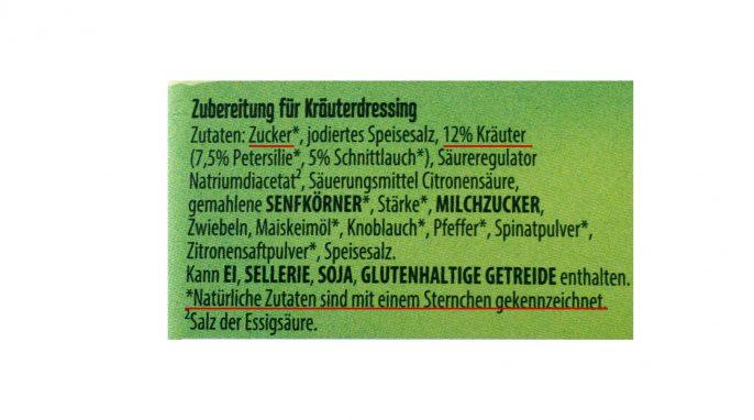 Zutaten, Knorr Salatkrönung Gartenkräuter