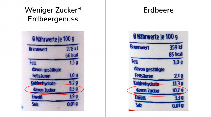 Nährwerte, Der Große Bauer weniger Zucker* Erdbeergenuss und Der große Bauer Erdbeere Nährwerte, Der Große Bauer weniger Zucker* Erdbeergenuss und Der große Bauer Erdbeere