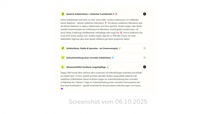 Werbung, happy FEM, gethappy.me, 6.10.2025 Werbung, happy FEM, gethappy.me, 6.10.2025