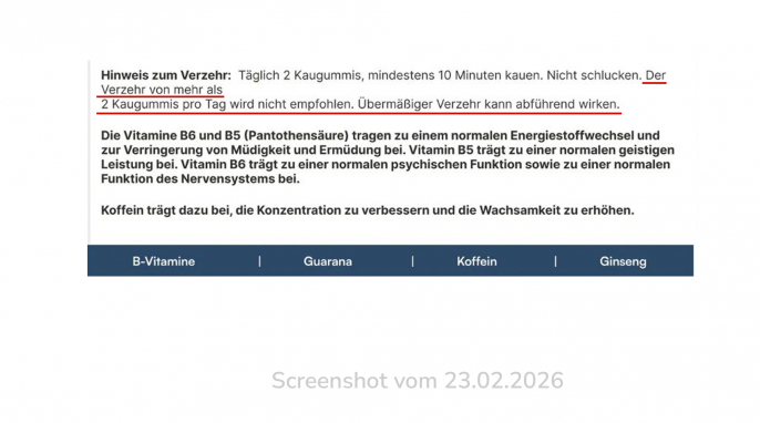 Verzehrempfehlung, Neurobites Focus & Energy Gum, tryneurobites.com, 23.02.2026 Verzehrempfehlung, Neurobites Focus & Energy Gum, tryneurobites.com, 23.02.2026