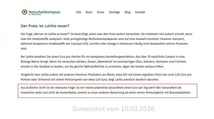 Beitrag LaVita, naturheilkompass.de, 10.03.2026 Beitrag LaVita, naturheilkompass.de, 10.03.2026