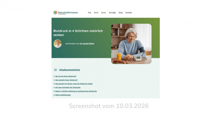 Beitrag Blutdruck, naturheilkompass.de, 10.03.2026 Beitrag Blutdruck, naturheilkompass.de, 10.03.2026
