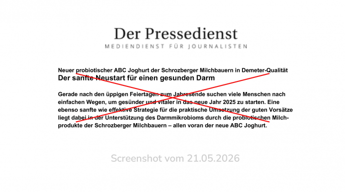 Pressemitteilung der Schrozberger Milchbauern, der-pressedienst.de, 21.05.2026