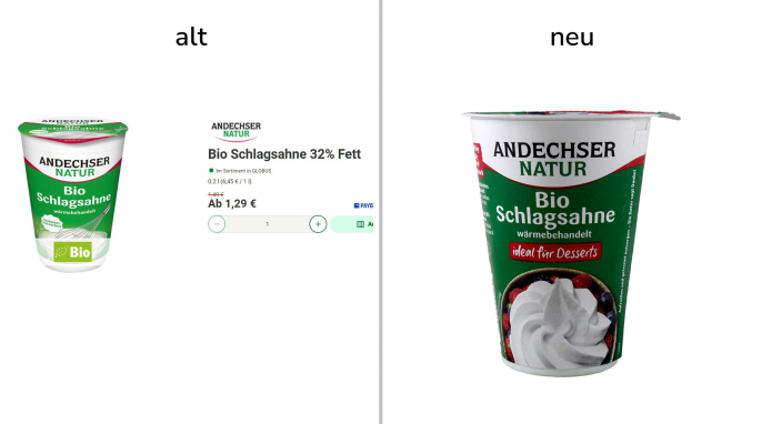 Angebot, Andechser Natur Bio Schlagsahne, 32 % Fett, produkte.globus.de, 23. Juni 2026; 30 % Fett, ab Juli 2026 Angebot, Andechser Natur Bio Schlagsahne, 32 % Fett, produkte.globus.de, 23. Juni 2026; 30 % Fett, ab Juli 2026