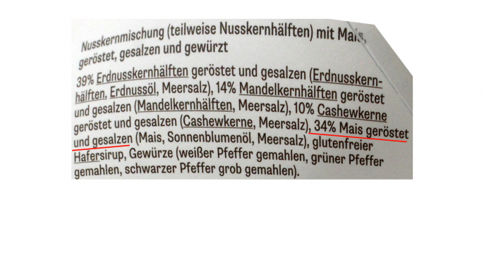 Bezeichnung + Zutaten, Farmer’s Snack Nuss Mix Salt & Pepper Bezeichnung + Zutaten, Farmer’s Snack Nuss Mix Salt & Pepper