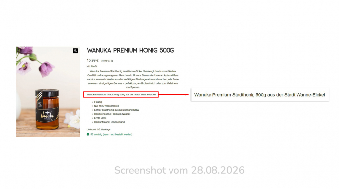 Angebot, Wanuka Premium Honig, wanuka.de, 28.08.2026 Angebot, Wanuka Premium Honig, wanuka.de, 28.08.2026