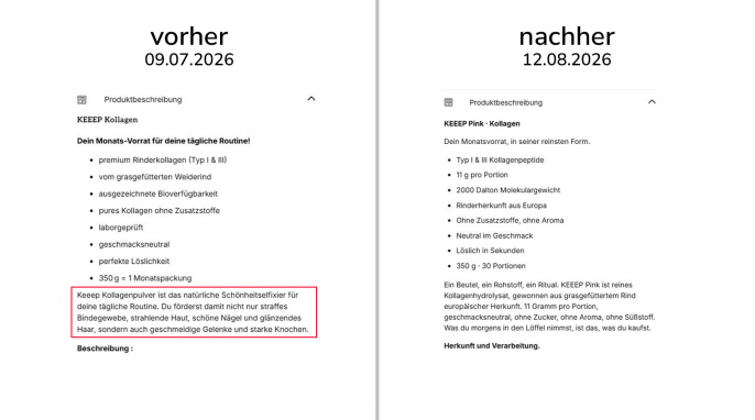 alt: Beschreibung, Keeep Pink Kollagen, marennaue.shop, 09.07.2026; neu: 12.08.2026 alt: Beschreibung, Keeep Pink Kollagen, marennaue.shop, 09.07.2026; neu: 12.08.2026