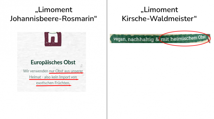 Herkunft Obst, Limoment Kirsche-Waldmeister Naturlimo; Limoment Johannisbeere-Rosmarin Naturlimo, limoment.de, 25.09.2026