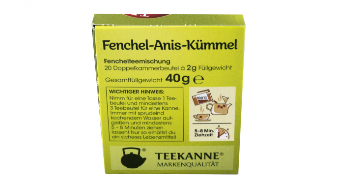 Füllmenge, Teekanne Fenchel-Anis-Kümmel, neu 