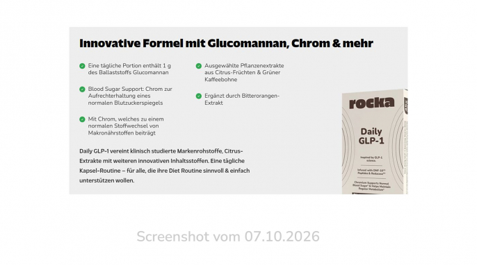 Rocka Daily GLP-1, rockanutrition.de, 07.10.2026 Rocka Daily GLP-1, rockanutrition.de, 07.10.2026