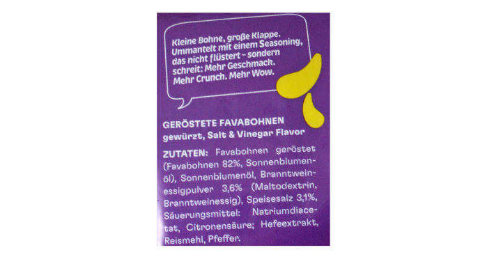 Werbung + Zutaten, hello taste beanbites Salt & Vinegar Werbung + Zutaten, hello taste beanbites Salt & Vinegar