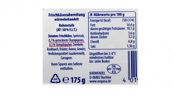 Zutaten, Exquisa Steinpilz-Champignon Zutaten, Exquisa Steinpilz-Champignon