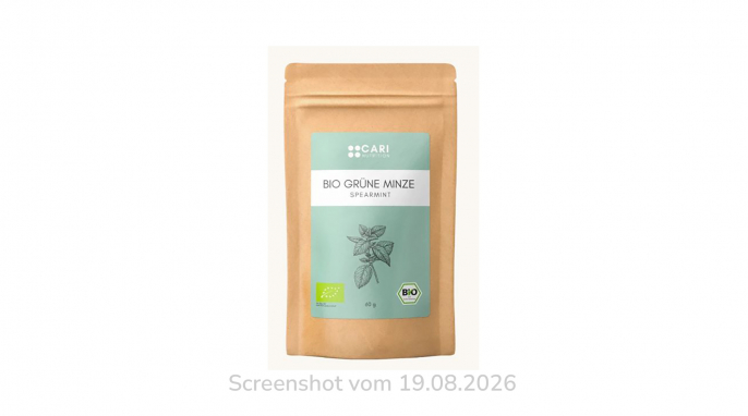 Bio Grüne Minze Spearmint, carinutrition.de, 19.08.2026