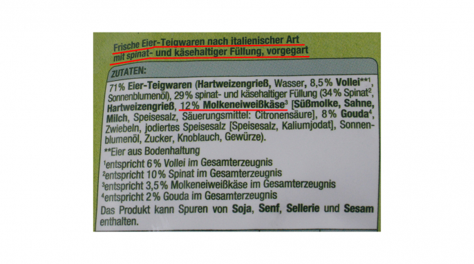 Bezeichnung und Zutaten, Edeka Gut und Günstig Spinat & Ricotta Tortelloni Bezeichnung und Zutaten, Edeka Gut und Günstig Spinat & Ricotta Tortelloni