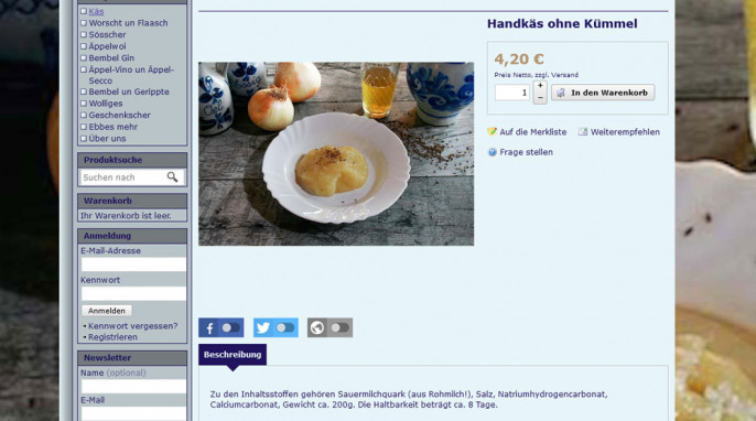 Angebot Handkäs, gourmetbembel.de, Screenshot 15.01.2021