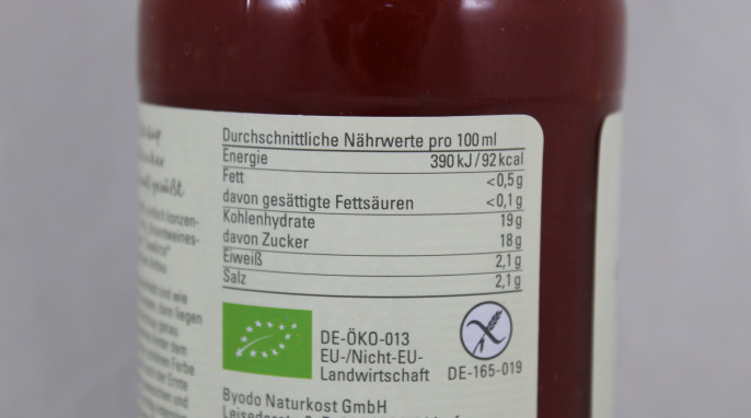 Nährwerte, Byodo Tomaten Ketchup Ohne Kristallzucker