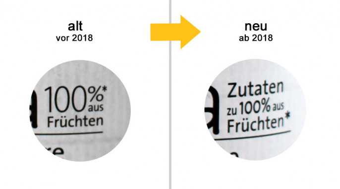 alt: Werbung, Schwartau Pura, Beispiel Sorte Erdbeere, vor 2018; neu: Werbung, Schwartau Pura, Beispiel Sorte Erdbeere, ab 2018