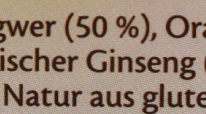 Zutaten, Bad Heilbrunner Ingwer-Ginseng Gewürztee