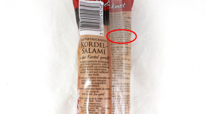 Rückseite, Aoste Luftgetrocknete Kordel-Salami