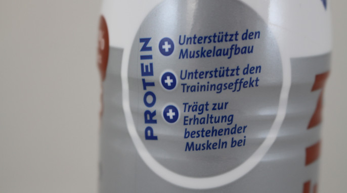 Werbung Trainingseffekt, Bauer Protein Drinks, Beispiel Sorte Schoko