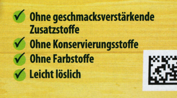 Clean Label Rückseite, Knorr Bouillon Pur, Beispiel Sorte Gemüse