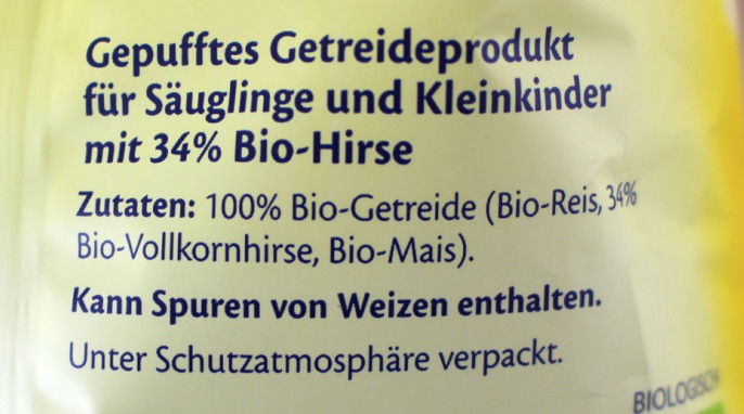 Bezeichnung + Zutaten, Hipp Kinder Hirse-Kringel 