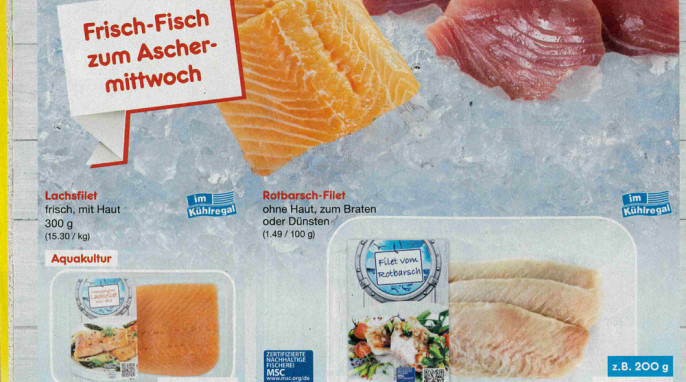 Werbung für „Frisch-Fisch zum Aschermittwoch“‘ im Netto Angebotsflyer vom 27.02.-04.03.2017, S. 6