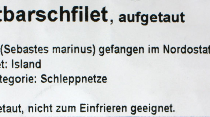 Bezeichnung, Netto Rotbarschfilet, aufgetaut