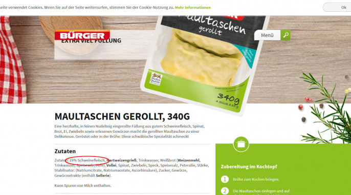 Bürger Maultaschen gerollt, Screenshot vom 31.03.2017