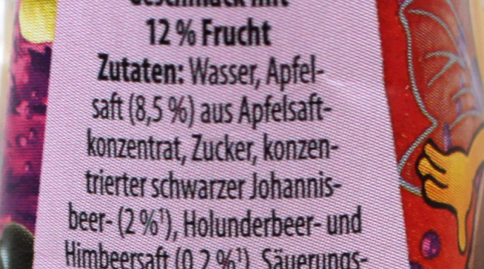 Zutaten, rio d’oro Apfel-schwarze Johannisbeer-Himbeer