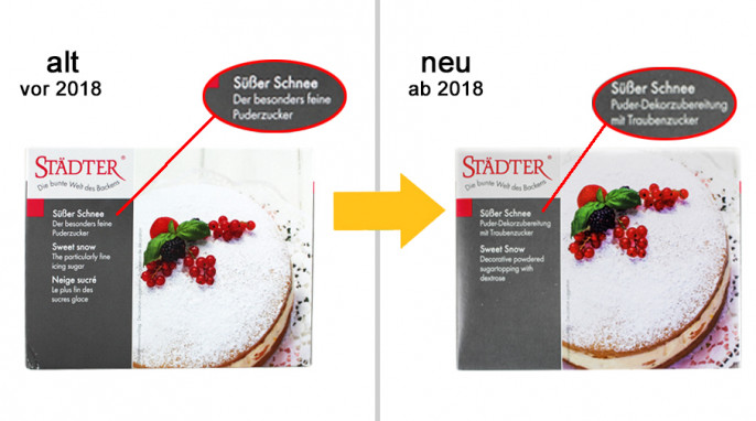 alt: Städter Süßer Schnee, vor 2018; neu: Städter Süßer Schnee, ab 2018