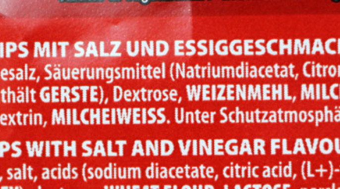 Zutaten, Chio Salt & Vinegar Chips