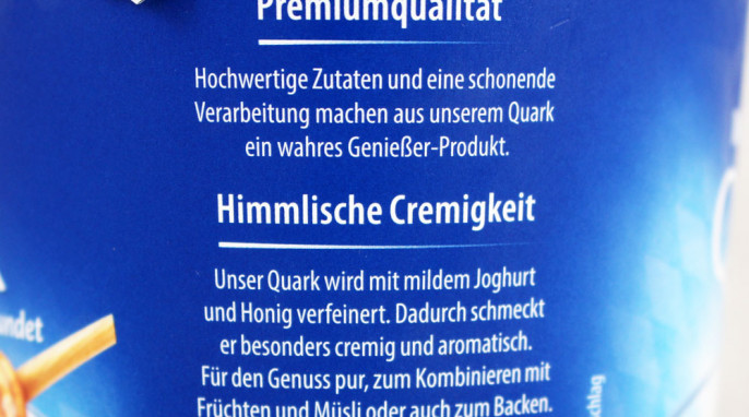 Produktinformation, Weihenstephan Quark mit Honig abgerundet