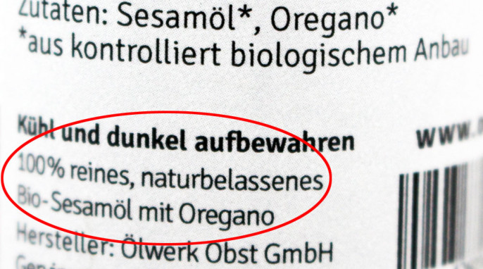 Zutaten + Bezeichnung, Ölwerk Oreganoöl