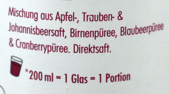 Bezeichnung, Innocent Direktsaft Wilde Blaubeere, Johannisbeere & Cranberry