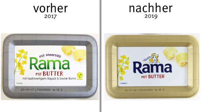 alt: Rama mit Butter, vor 2019; neu: ab 2019 