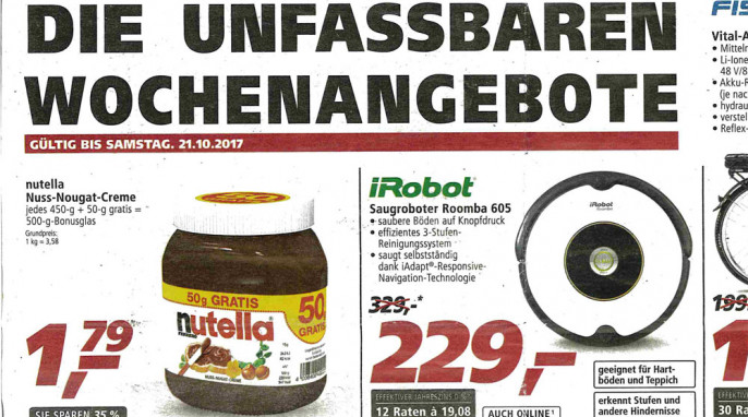 Angebot Ferrero nutella, real,- Angebotsprospekt‚ „Die unfassbaren Wochenangebote“, Kalenderwoche 42/2017 