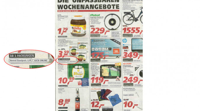 Deckblatt, Werbung im real,- Angebotsprospekt, „Die unfassbaren Wochenangebote“, Beispiel Ferrero nutella, Kalenderwoche 42/2017  