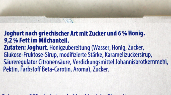 Bezeichnung + Zutaten, Sontner Joghurt nach griechischer Art, Honig