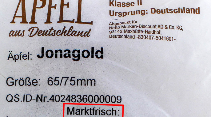 Werbung, Markttag Tafel Äpfel aus Deutschland, 2 kg