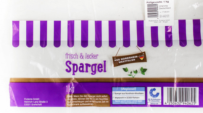  Verpackung, Spargel aus Baden Württemberg, Penny-Angebotsprospekt 30.4.-05.05.2018