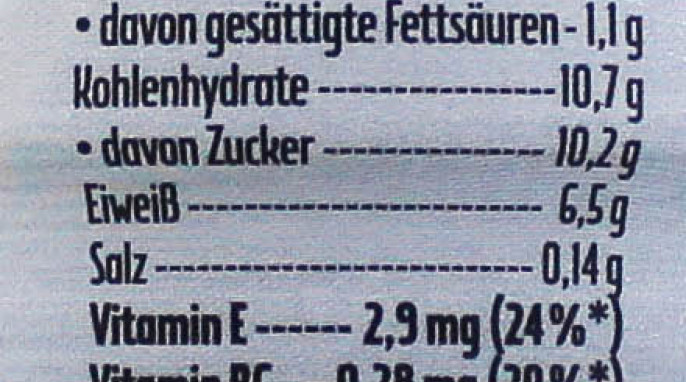 Nährwerte, Müllermilch Protein, Beispiel Sorte Schoko