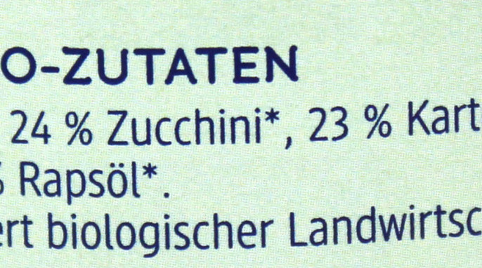 Zutaten, dm babylove Zucchini mit Kartoffeln