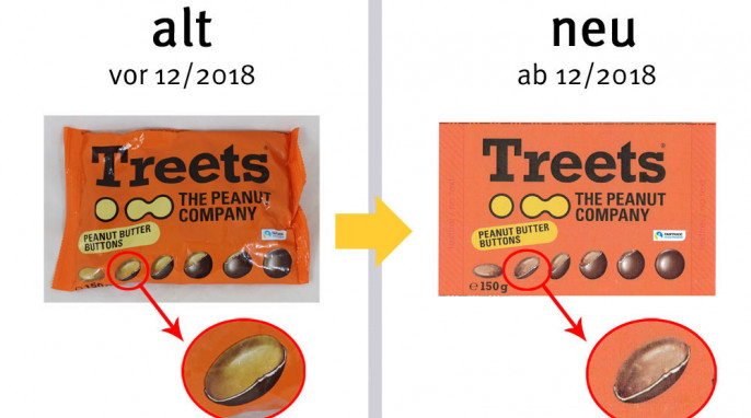 alt: Treets Peanut Butter Buttons vor 12/2018, neu: ab 12/2018, Herstellerfoto